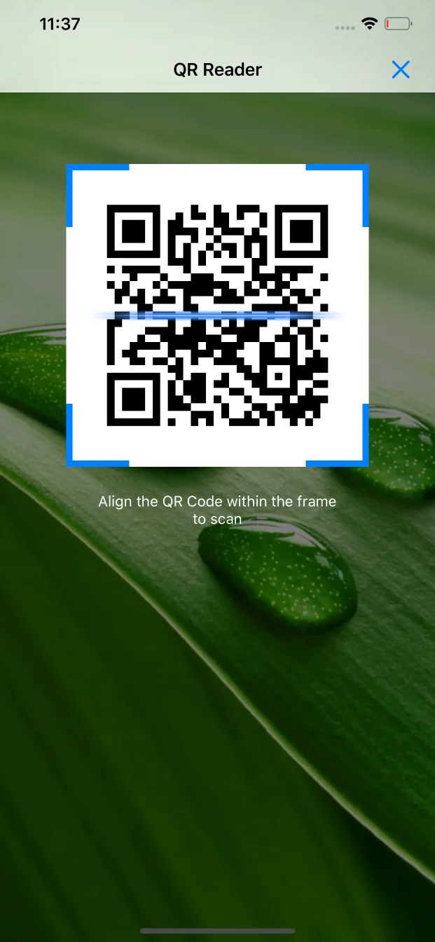 Live QR code camera scanner on iPhone